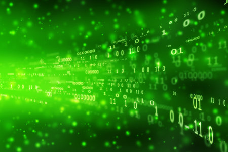 Binary Code Background, Digital Abstract technology background, flowing number one and zero text in...
