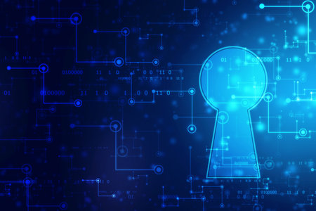 Keyhole on abstract blue background. Security concept. Vector illustration.