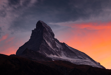 Matternhorn in the evening. View from Winkelmatten. Zermatt in Switzerland. Sunset.の写真素材