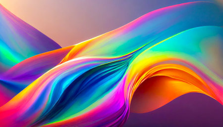 Colorful abstract background of flowing fabric. Smooth and soft focus.の素材