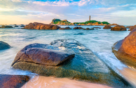 Ke Ga lighthouse, a famous place to visit at Phan Thiet, Binh Thuan, central Vietnamの写真素材