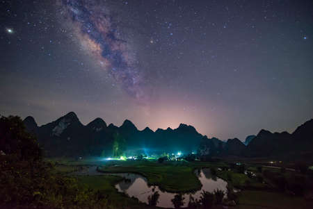 Beautiful step of rice terrace paddle field in sunset and dawn at Trung Khanh, Cao Bang.の素材 [FY310173454514]