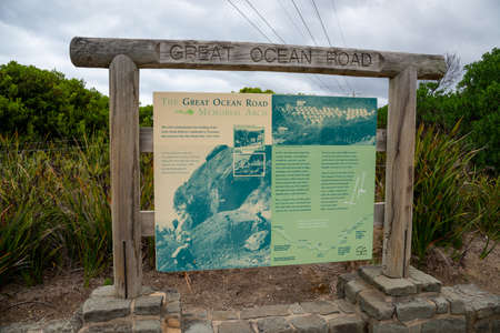 The Great Ocean Road memorial - the beginner of important tourist attraction in the regionの写真素材