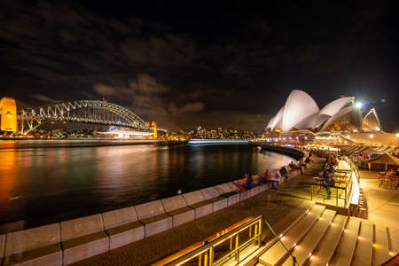 Sydney Opera House is situated in central business district surrounded by the Harbour, the Harbour Bridge and the Circular Quayのeditorial素材