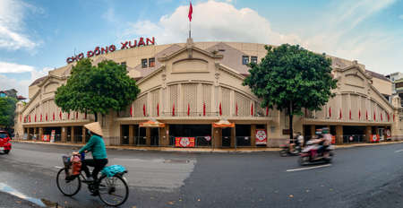 HANOI, VIETNAM - October 03, 2021: Dong Xuan market largest market in Hanoi.