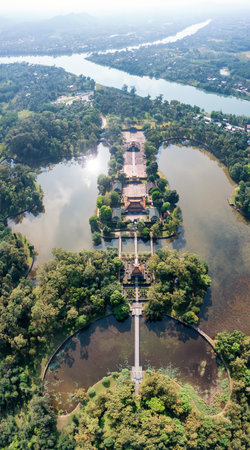 Minh Mang tomb near the Imperial City with the Purple Forbidden City within the Citadel in Hue, Vietnam. Imperial Royal Palace of Nguyen dynasty in Hue. Hue is a popularの写真素材