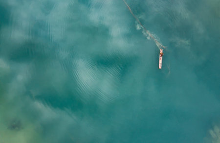 Aerial landscape in Quay Son river, Trung Khanh, Cao Bang, Vietnam with nature, green rice fields...