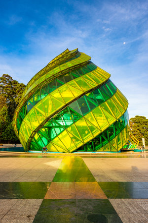 Glass Pavilion in the form of a flower bud of the artichoke in the Lam Vien Square in Dalat, Vietnamの写真素材