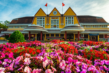 An old railway station. Dalat is a mountainous city in Vietnam, founded by the French, in colonial times.の写真素材