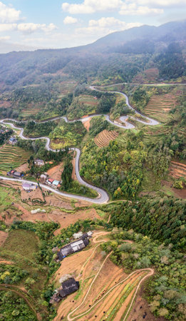 Spring and the peaceful life of the Hmong ethnic group in Ha Giang, Vietnamの写真素材