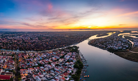Early Morning Light in Hoi An Ancient Town, Vietnamの写真素材