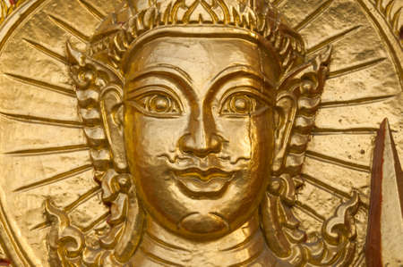 Thai molding art on the wall, Thailand の写真素材