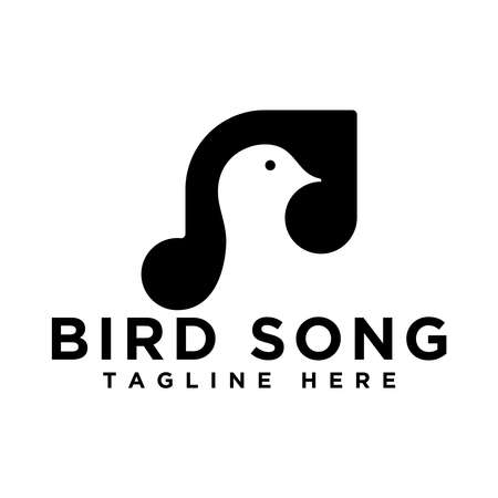 creative negative space bird and music note logo designのイラスト素材