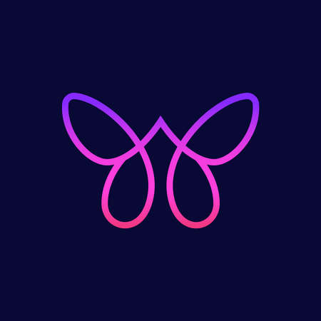 creative abstract beautiful outline color full butterfly icon designのイラスト素材