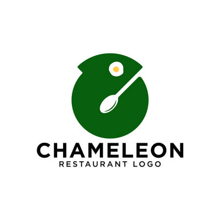 restaurant logo, chameleon concept ideaのイラスト素材