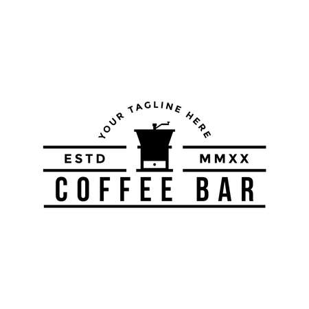 simple vintage style coffee bar logo design, grind iconのイラスト素材