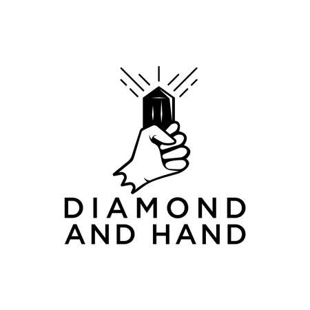 diamond logo design, hand and diamond concept logoのイラスト素材