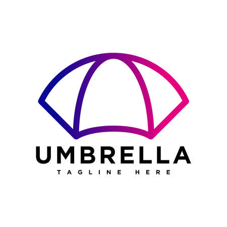 simple outline color full umbrella logo designのイラスト素材