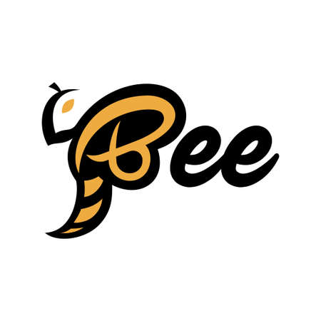 bee typography character logo designのイラスト素材
