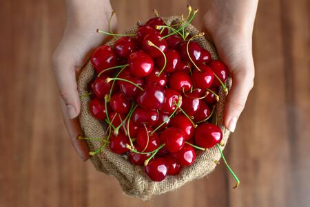 Close up of pile of cherriesの写真素材