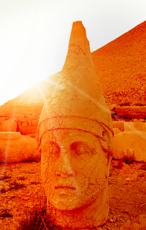 Mount Nemrut is the head of the statues. The UNESCO World Heritage Site at Mount Nemrut where King Antiochus of Commagene is reputedly entombed.の写真素材