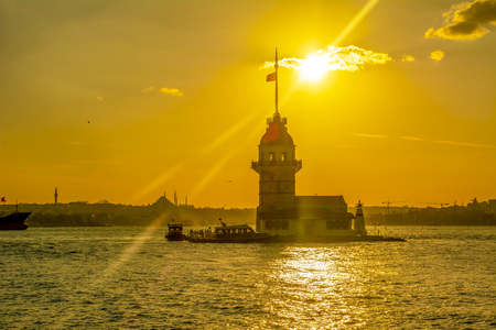 Maiden's Tower in Istanbul, Turkey (KIZ KULESI)の写真素材