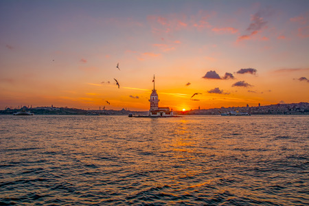 Maiden's Tower in Istanbul, Turkey (KIZ KULESI)の写真素材