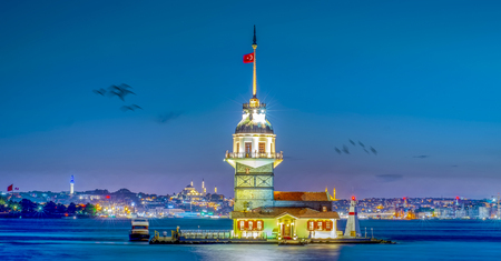 Maiden's Tower in Istanbul, Turkey (KIZ KULESI)のeditorial素材
