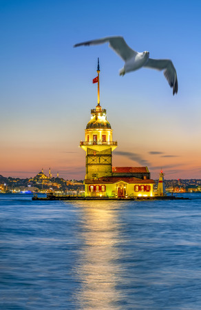Maiden's Tower in Istanbul, Turkey (KIZ KULESI)のeditorial素材