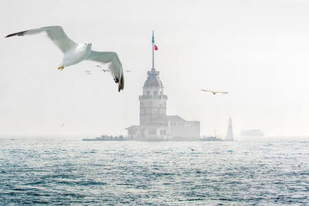 Maiden's Tower in Istanbul, Turkey (KIZ KULESI)のeditorial素材