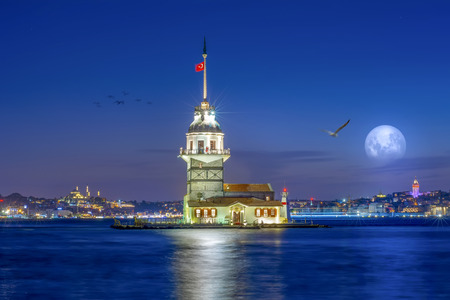 Maiden's Tower in Istanbul, Turkey (KIZ KULESI)のeditorial素材