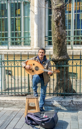 Istanbul, Turkey April 03, 2019: Street musicians performing with their instruments in Istiklal Avenue, Beyoglu, Istanbul. The avenue is one of the most popular attraction spot for both localsのeditorial素材