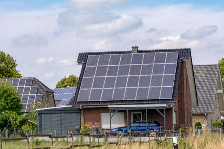Solar panels against blue sky