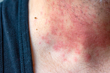 Psoriasis, eczema on the skin of a manの写真素材