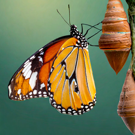 Butterfly emerging from the chrysalis after emerging from its cocoonの素材