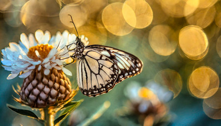 butterfly on flower with bokeh background, nature seriesの素材