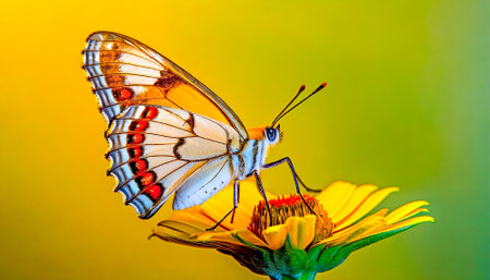 Butterfly on flower in the garden, Thailand. (Yellow flower)の素材