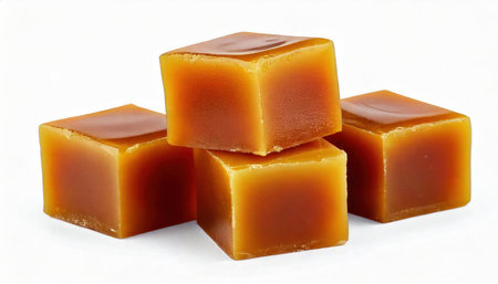 Caramel candies isolated on white background. Clipping path included.の素材