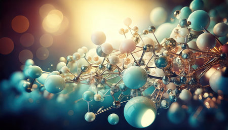 Molecular structure background. 3d rendering 3d illustration.の素材