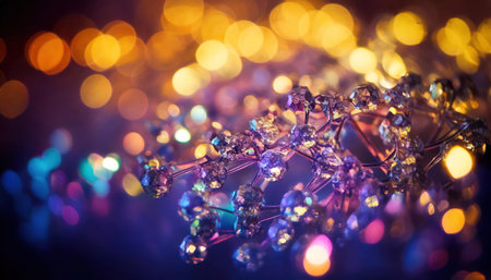 beautiful diadem with colorful bokeh background, close upの素材