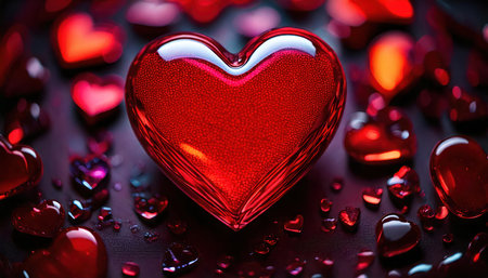 Red heart on a dark background. Valentine's Day Love.の素材