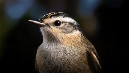 Portrait of a bird on a dark background close-up.の素材