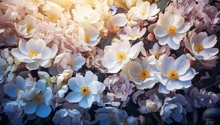 Beautiful blooming flowers as a natural background. Soft focus.の素材
