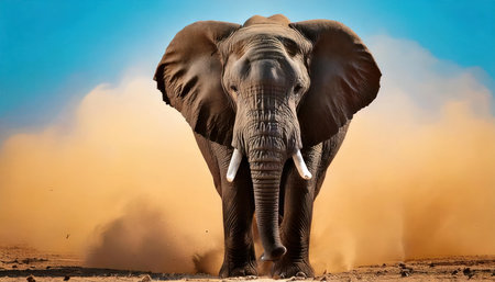 African elephant (Loxodonta africana) in dustの素材