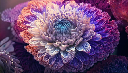 Beautiful chrysanthemum flower. 3D illustration.の素材