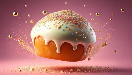 3d rendering of a donut with glaze and sprinklesの素材
