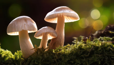 Mushrooms in the forest, close-up, macro photographyの素材
