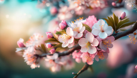 Cherry blossom, sakura flowers in spring time. nature backgroundの素材