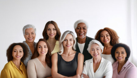 Group of diverse women with different ages on white background. Diversity conceptの素材