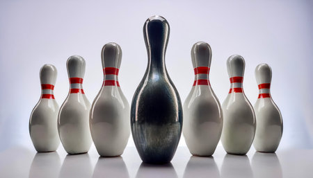 Bowling pins and skittles on a white background, isolatedの素材